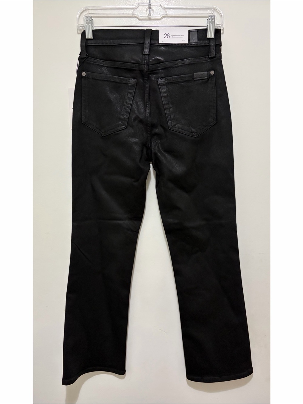 7 For All Mankind High-Waist Slim Kick Coated Jeans Black Sz 24 NWT - Picture 7 of 10